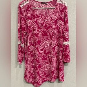 Pretty Hannah Blouse in Pink and White / XL